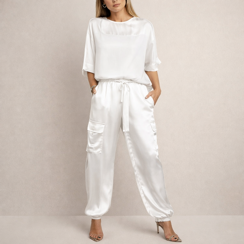 Clara | Ensemble Cargo Satin Décontracté