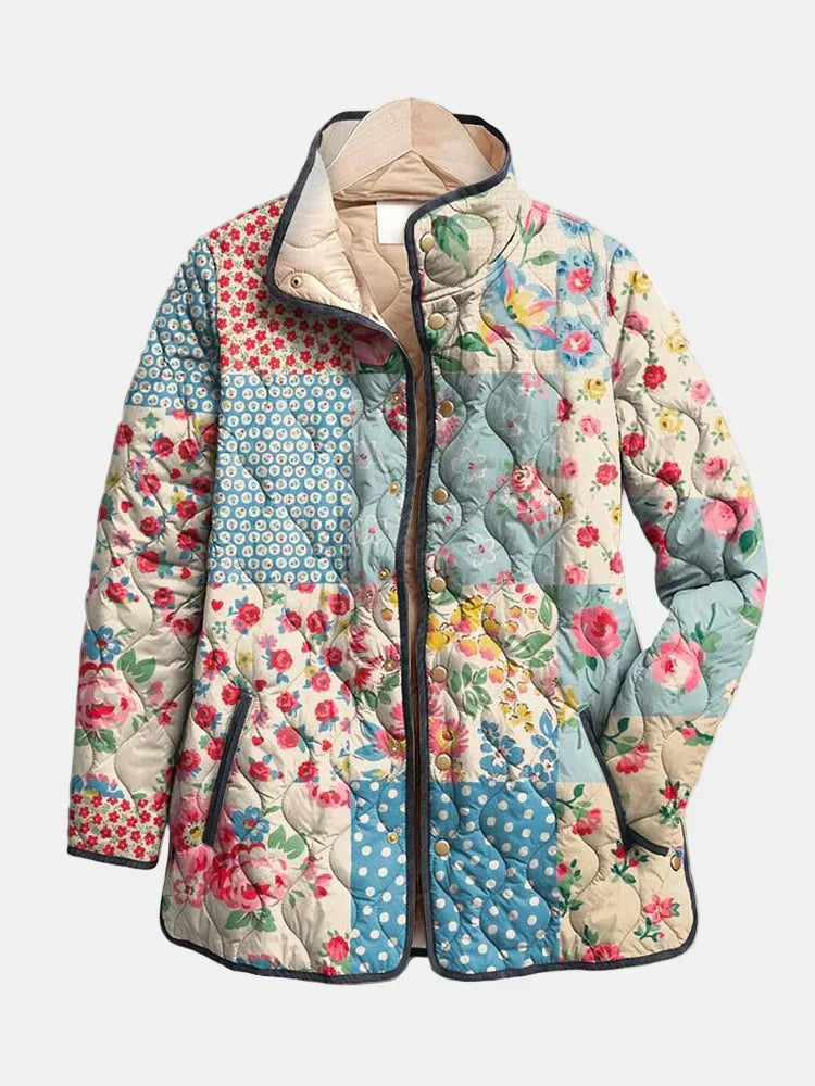 Liora | Blouson matelassé charmant à motif floral
