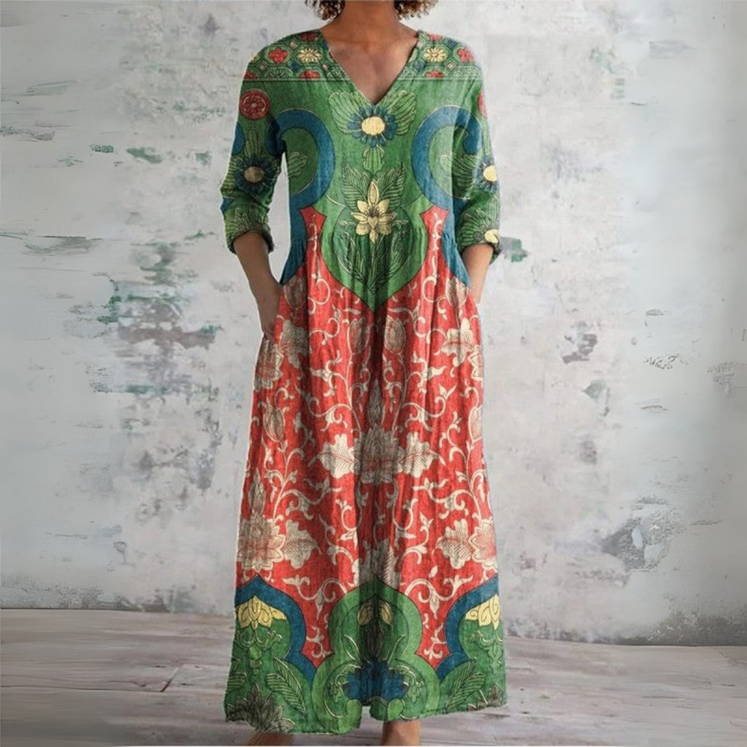 Sophia | Robe Maxi Fleurie Vintage