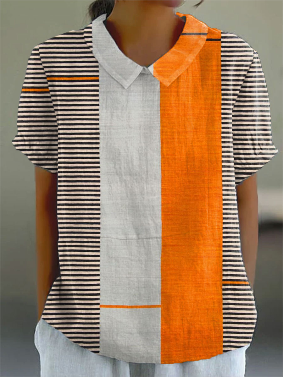 Lena | Chemise Rayée en Blocs de Couleurs