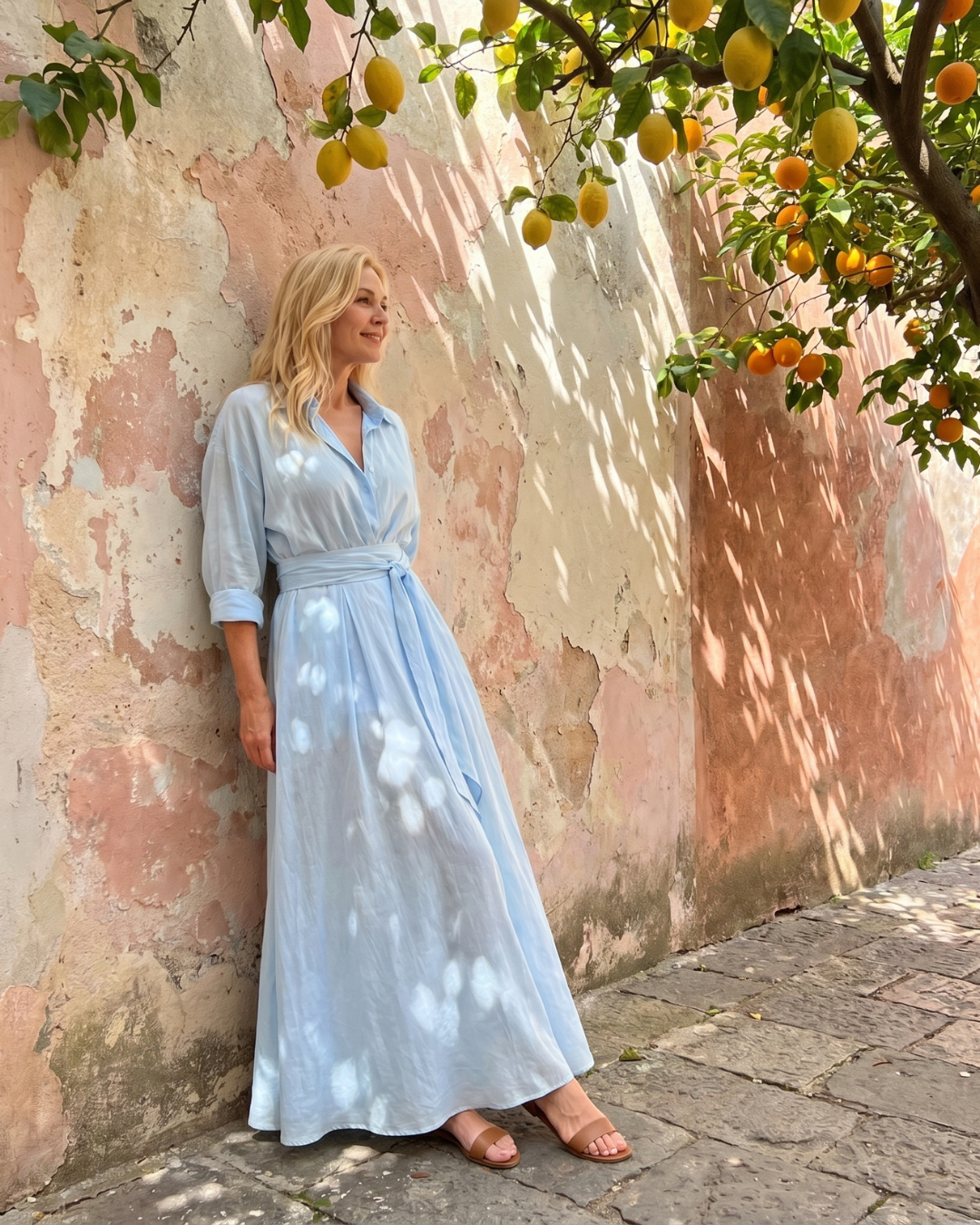 Zelith | Robe Midi Longue à Manches Longues avec Ceinture et Col