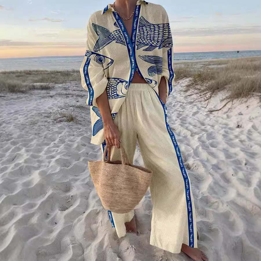 Leila™ | Ensemble en lin Bleu Horizon
