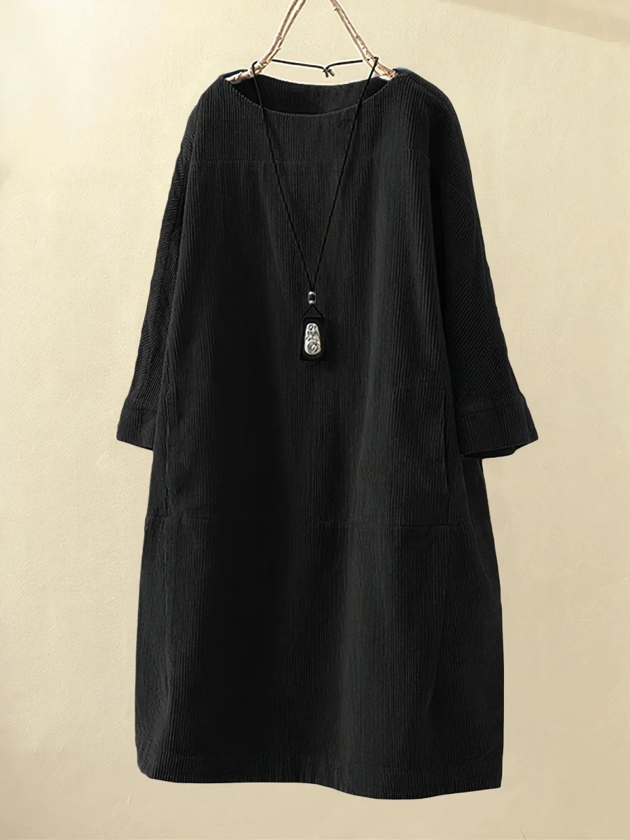 BRIDIE™ - Robe Midi en Velours Côtelé Coupe Décontractée