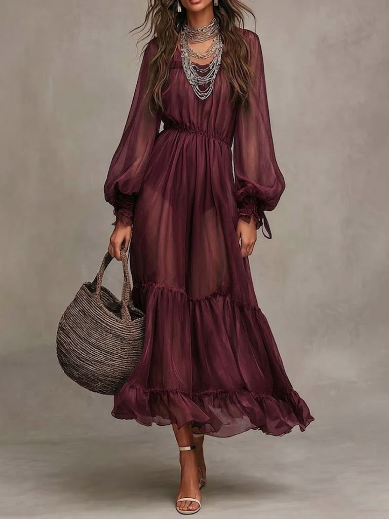 Gerda | Robe Midi Élégante à Col V