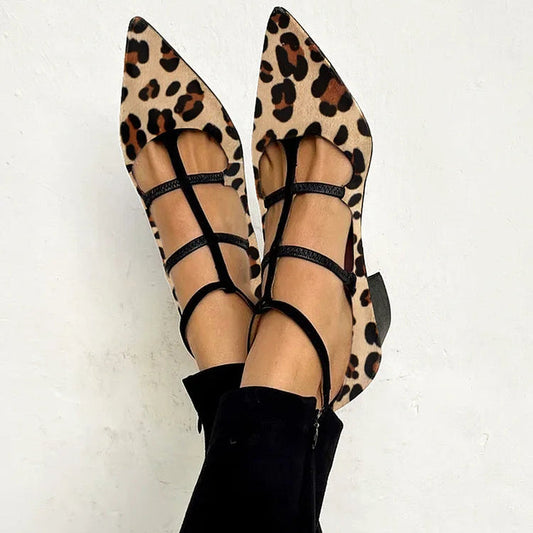 Bridget - Chaussures à Talons avec Sangle Léopard