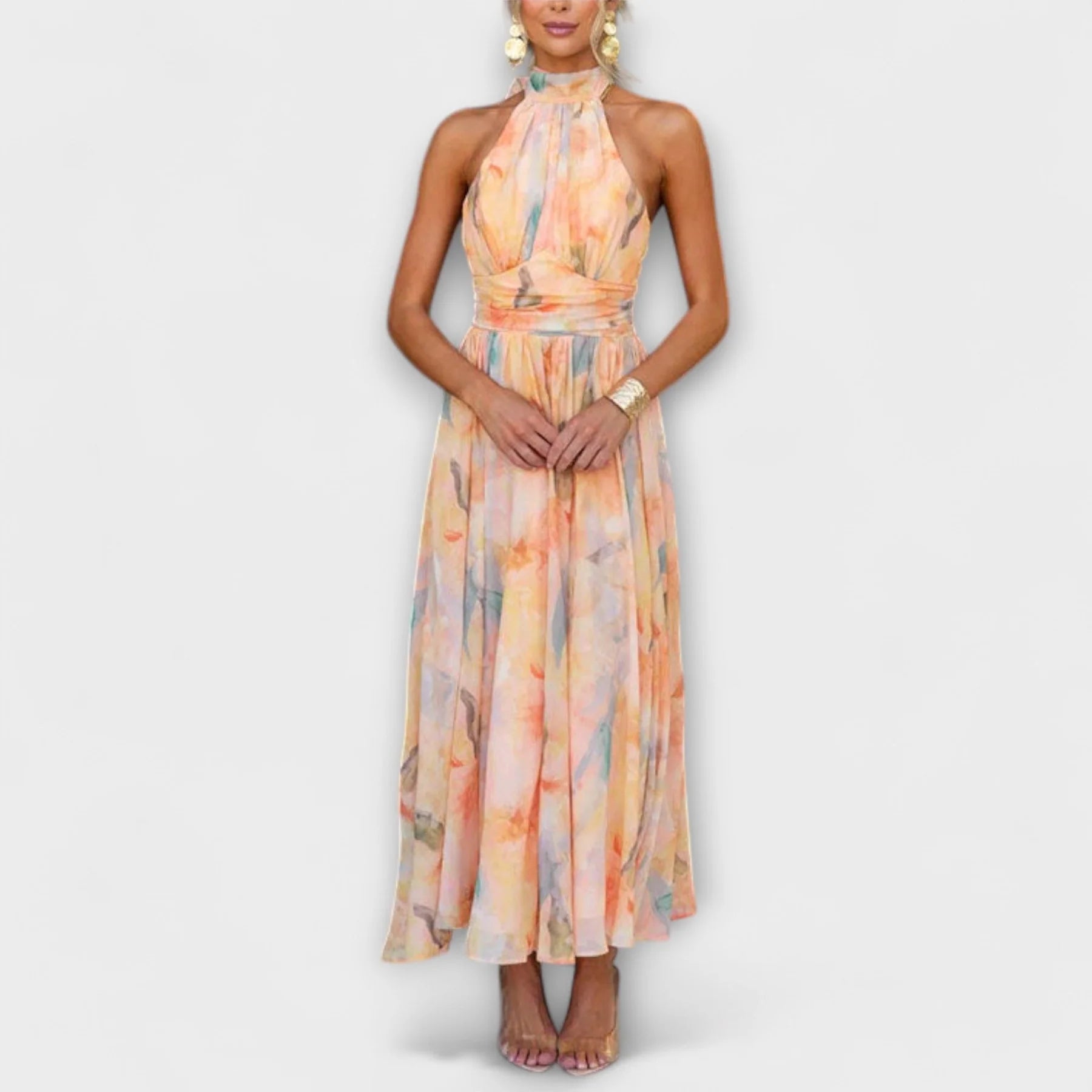 Adrielle™ | Elegant Halter Neck Maxi Dress