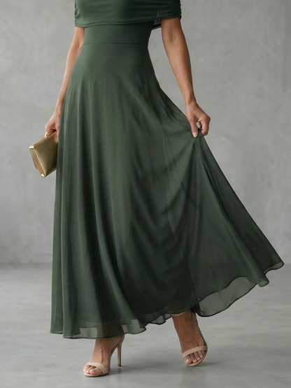 Juin | Robe Midi Drapée à Épaules Nues