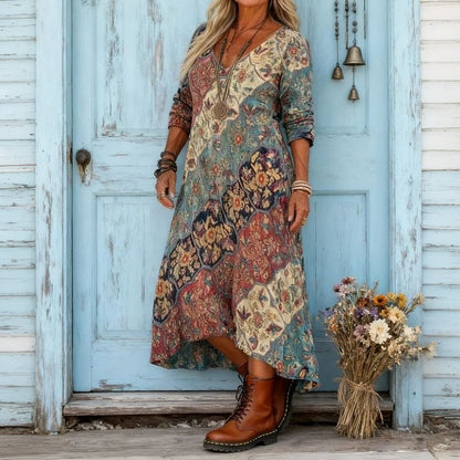 Evelyn | Robe décontractée à manches longues inspirée vintage