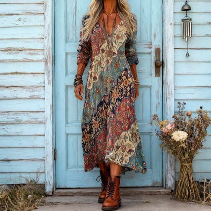 Evelyn | Robe décontractée à manches longues inspirée vintage