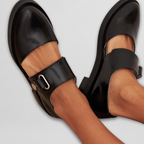 Seraphine™ | Comfortable Black Buckled Flats