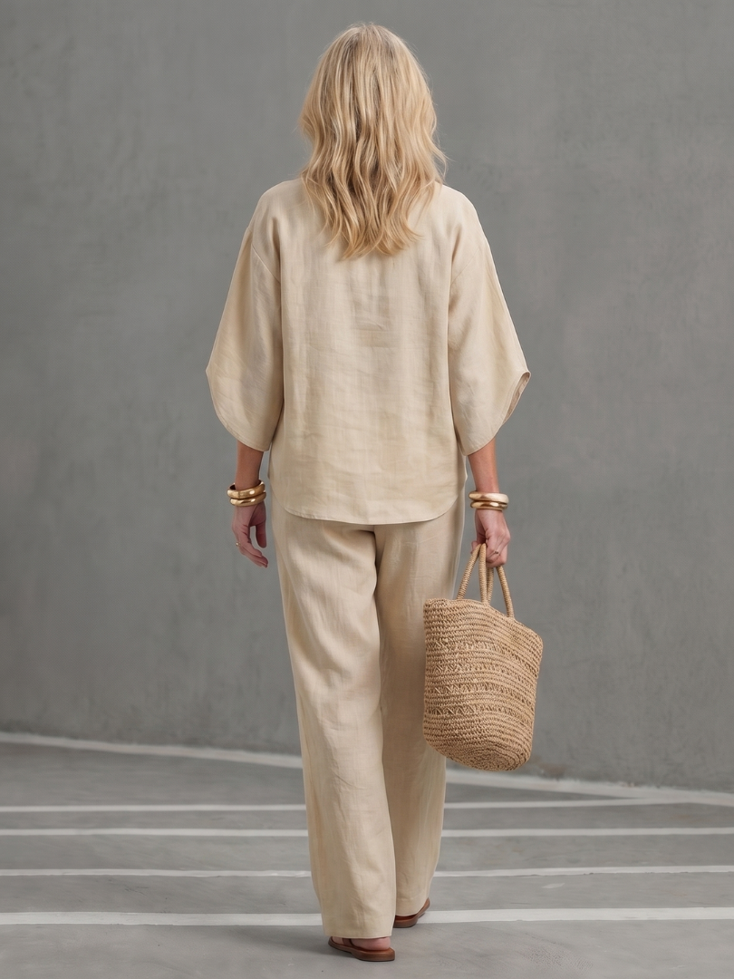 Amity | Ensemble Tunique Pantalon à Boutons Relaxé