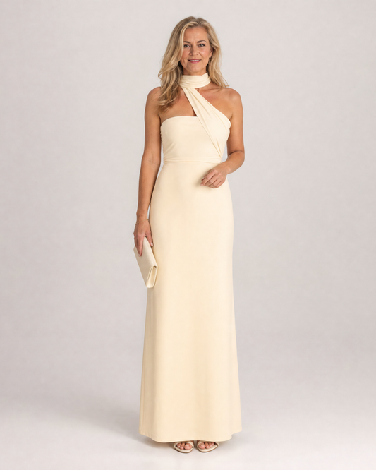 Fijem | Robe Maxi Halter Florale Aquarelle à Une Épaule