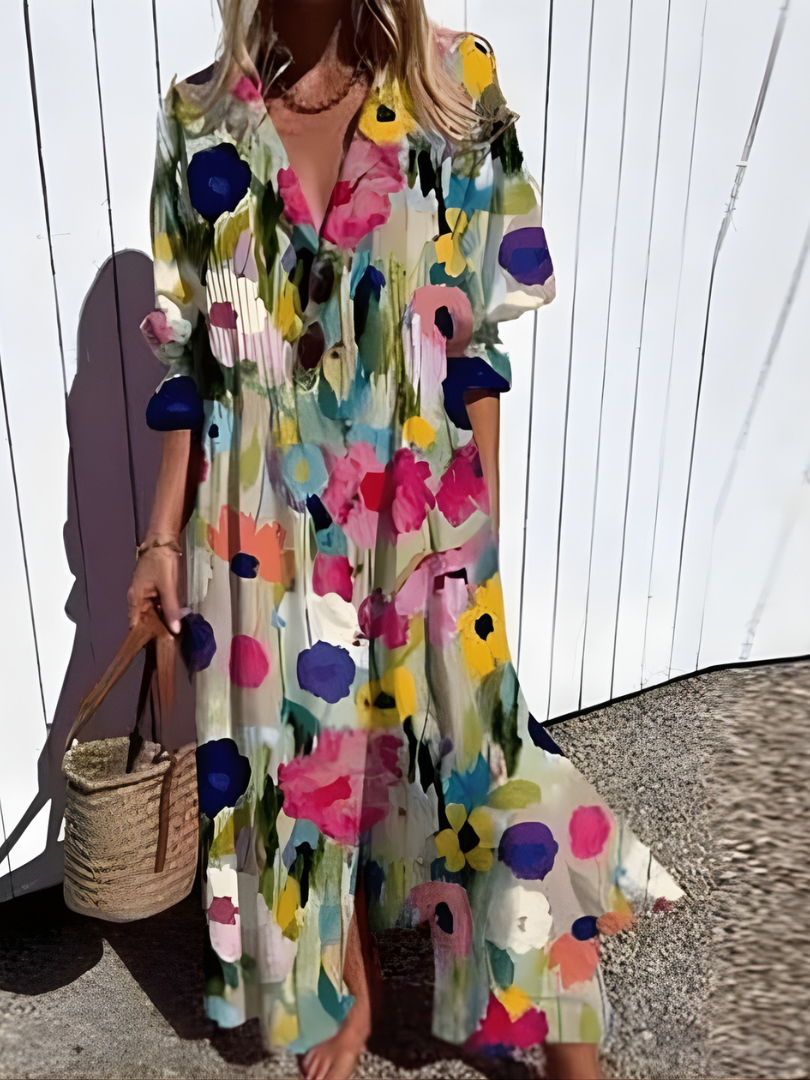 Faryvella™ | Robe longue décontractée à motif artistique