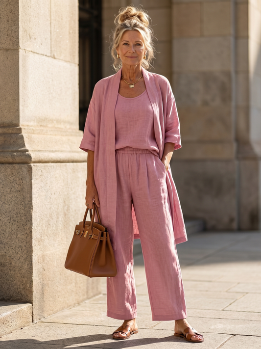 Yael | Ensemble de Haut et Pantalon Décontracté en Trois Pièces