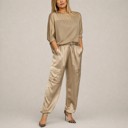 Clara | Ensemble Cargo Satin Décontracté