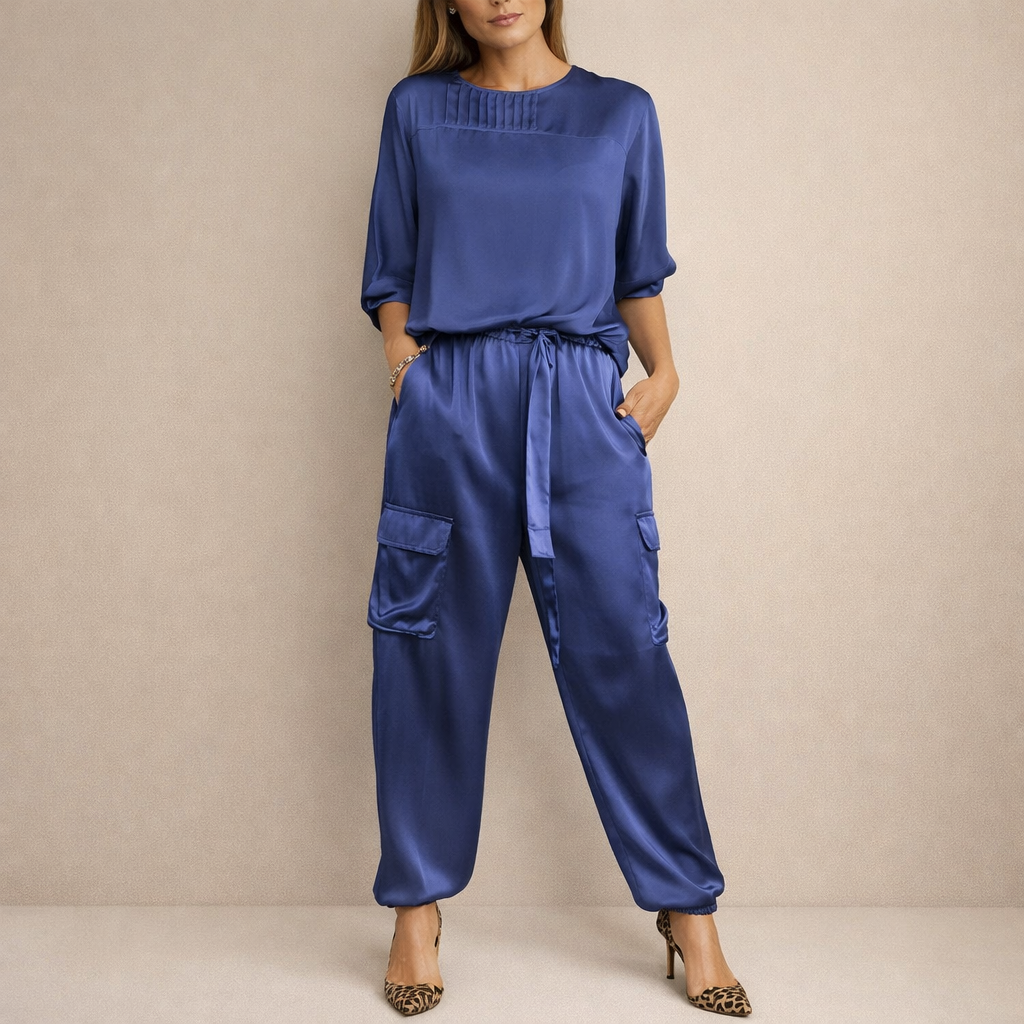 Clara | Ensemble Cargo Satin Décontracté