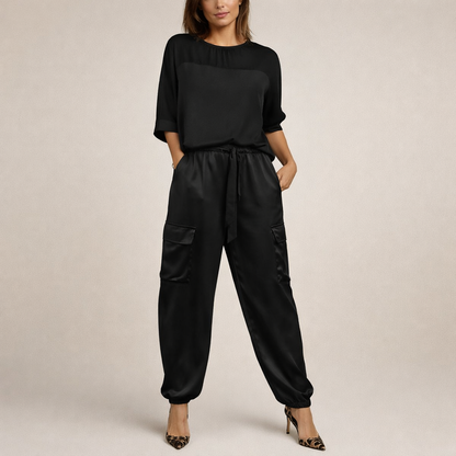 Clara | Ensemble Cargo Satin Décontracté