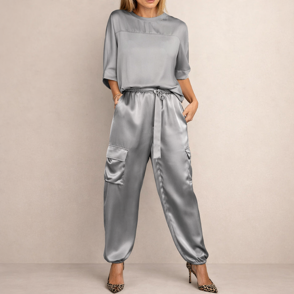 Clara | Ensemble Cargo Satin Décontracté
