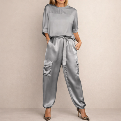 Clara | Ensemble Cargo Satin Décontracté