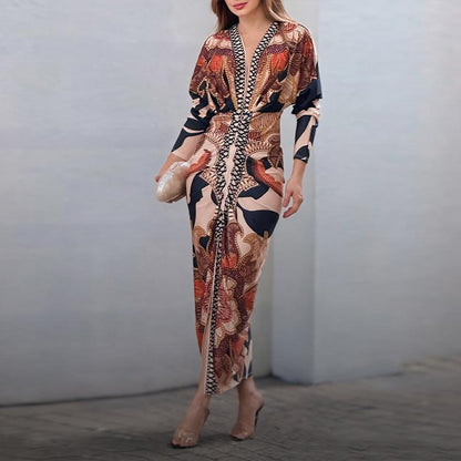 LUCIANA™ – Robe mi-longue élégante et décontractée à manches courtes
