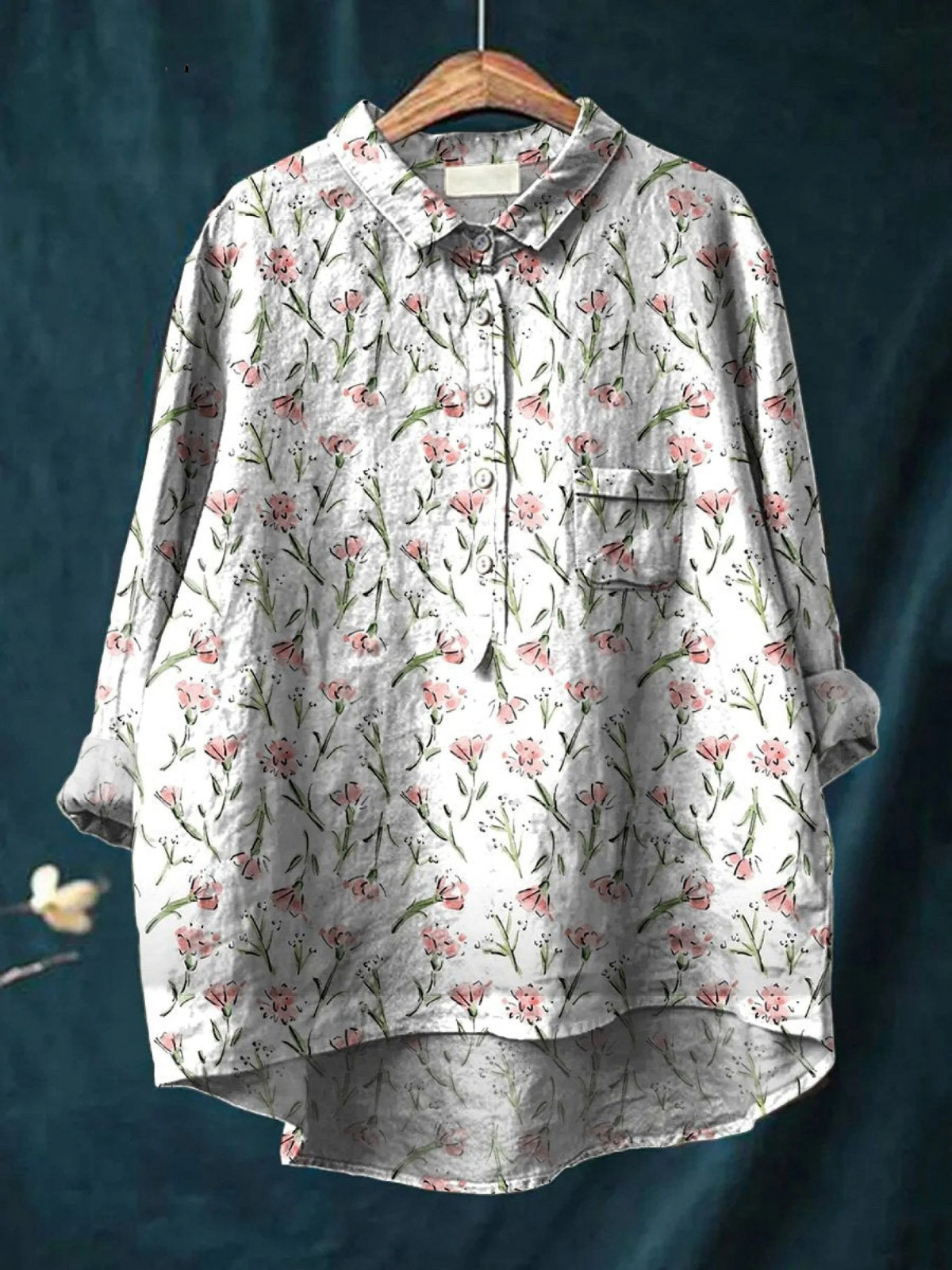 Hadley | Chemise décontractée pour femme imprimée à motif floral rose printanier