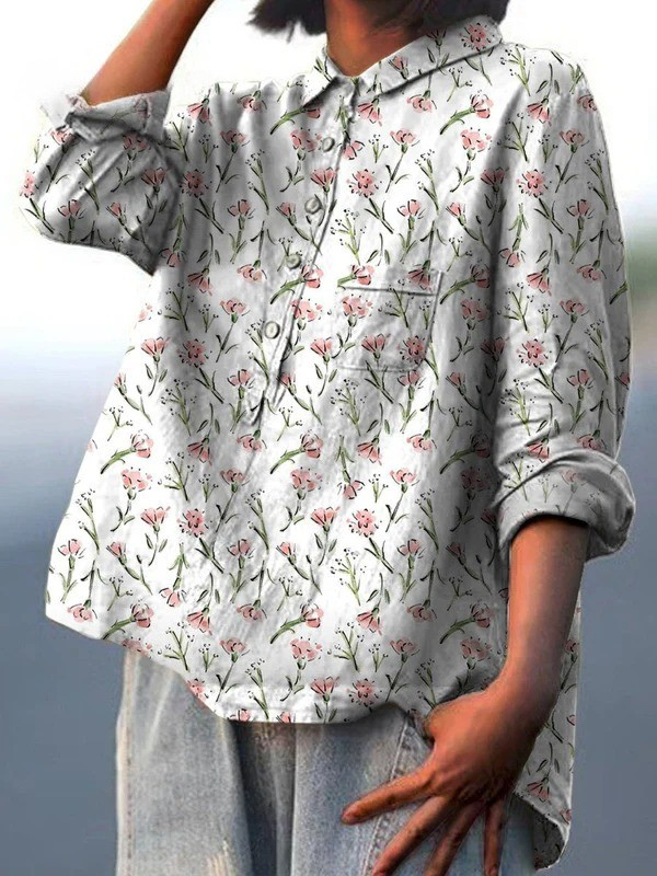 Hadley | Chemise décontractée pour femme imprimée à motif floral rose printanier