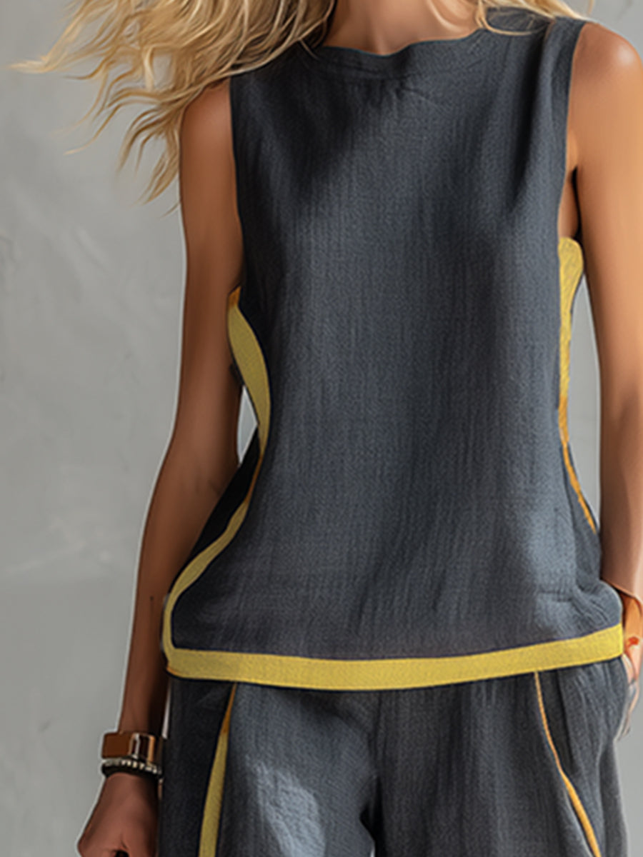 Ensemble de Deux Pièces Aurora en Lin Gris
