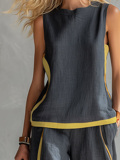 Ensemble de Deux Pièces Aurora en Lin Gris