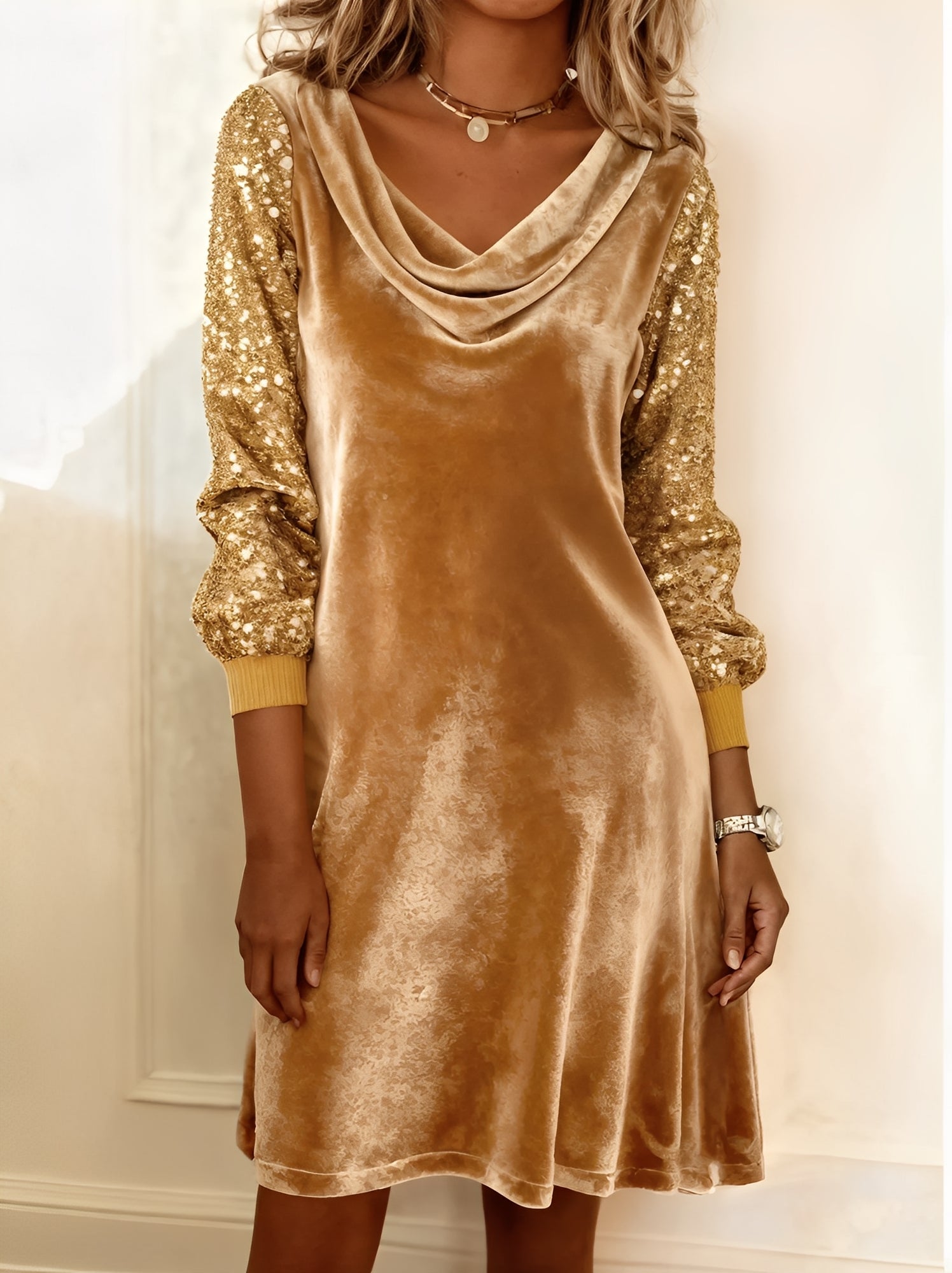 Aubrey | Velvet Sparkle Sleeve Dress