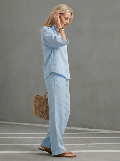 Amity | Ensemble Tunique Pantalon à Boutons Relaxé