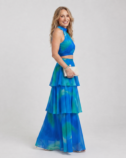 Mique | Robe maxi à découpes florales naturelles en halter