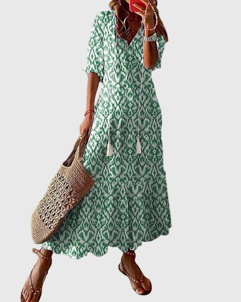 Sofia | Robe Maxi Vintage Bohème d'Été