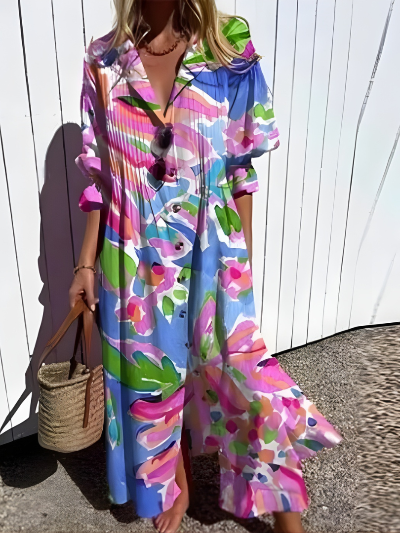 Faryvella™ | Robe longue décontractée à motif artistique