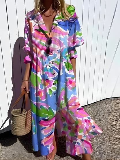 Faryvella™ | Robe longue décontractée à motif artistique