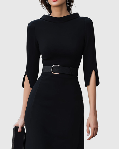 Blythewyn | Robe midi noire classique