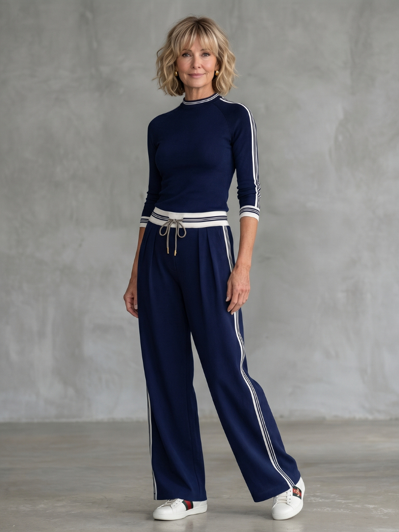 Eirlys | Ensemble Haut à Manches Longues Ajusté et Pantalons Large