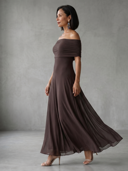 Juin | Robe Midi Drapée à Épaules Nues