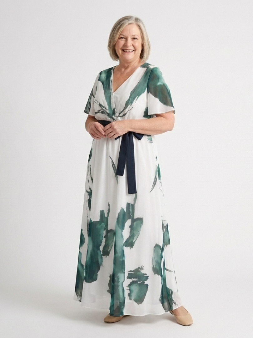 Madison | Robe Maxi à Manches Volantes et Ceinture
