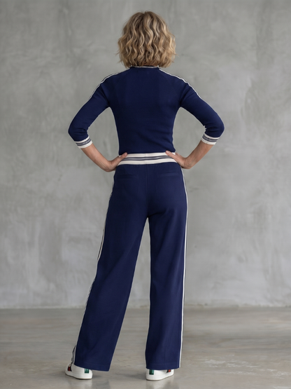 Eirlys | Ensemble Haut à Manches Longues Ajusté et Pantalons Large