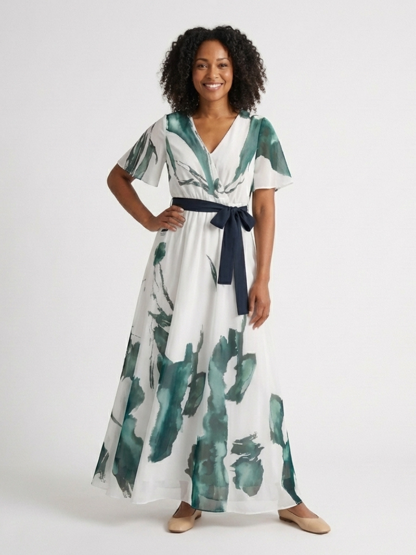 Madison | Robe Maxi à Manches Volantes et Ceinture