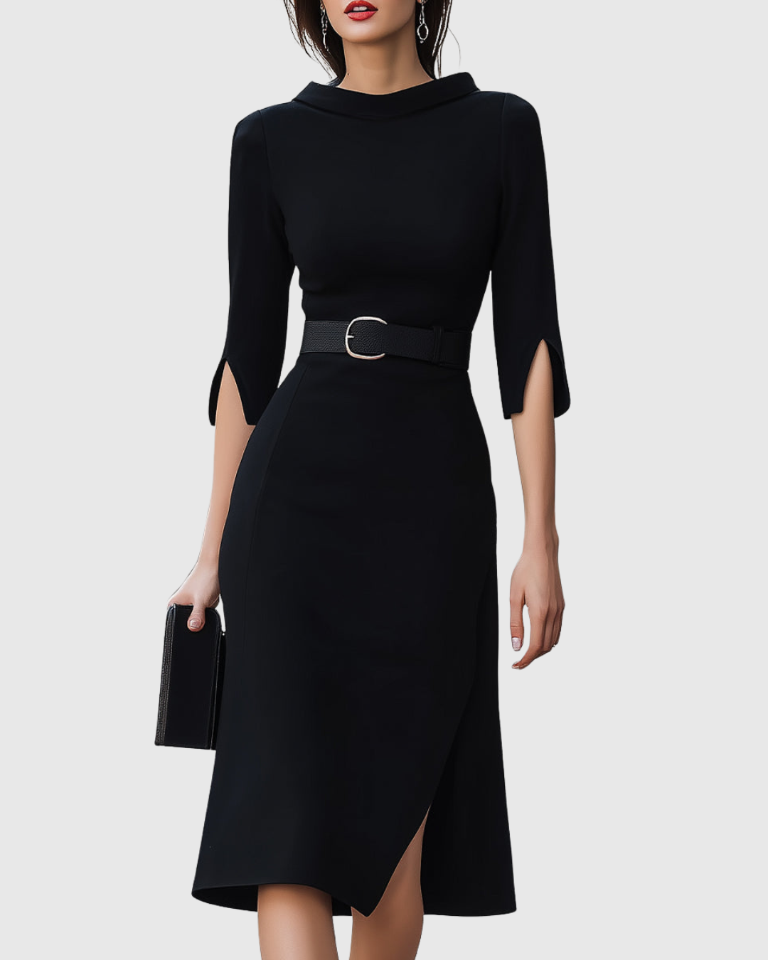 Blythewyn | Robe midi noire classique