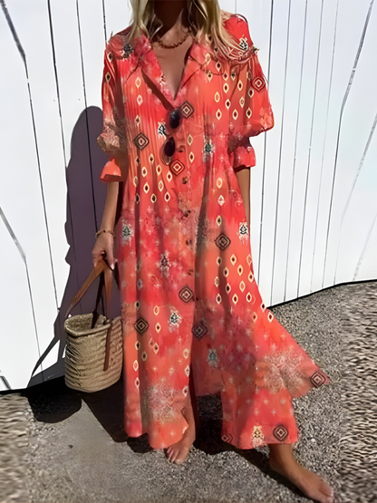 Faryvella™ | Robe longue décontractée à motif artistique