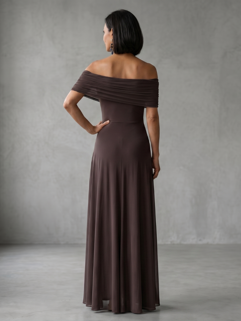 Juin | Robe Midi Drapée à Épaules Nues