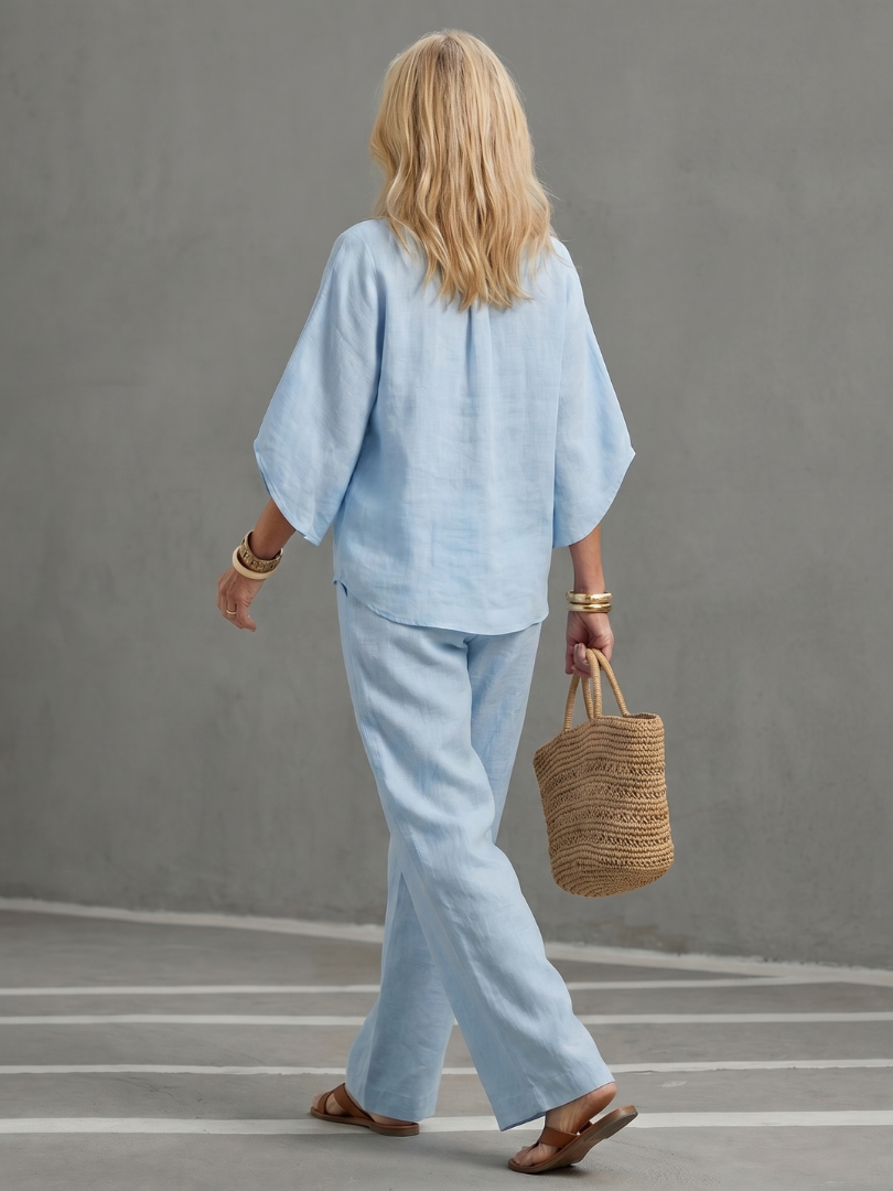 Amity | Ensemble Tunique Pantalon à Boutons Relaxé