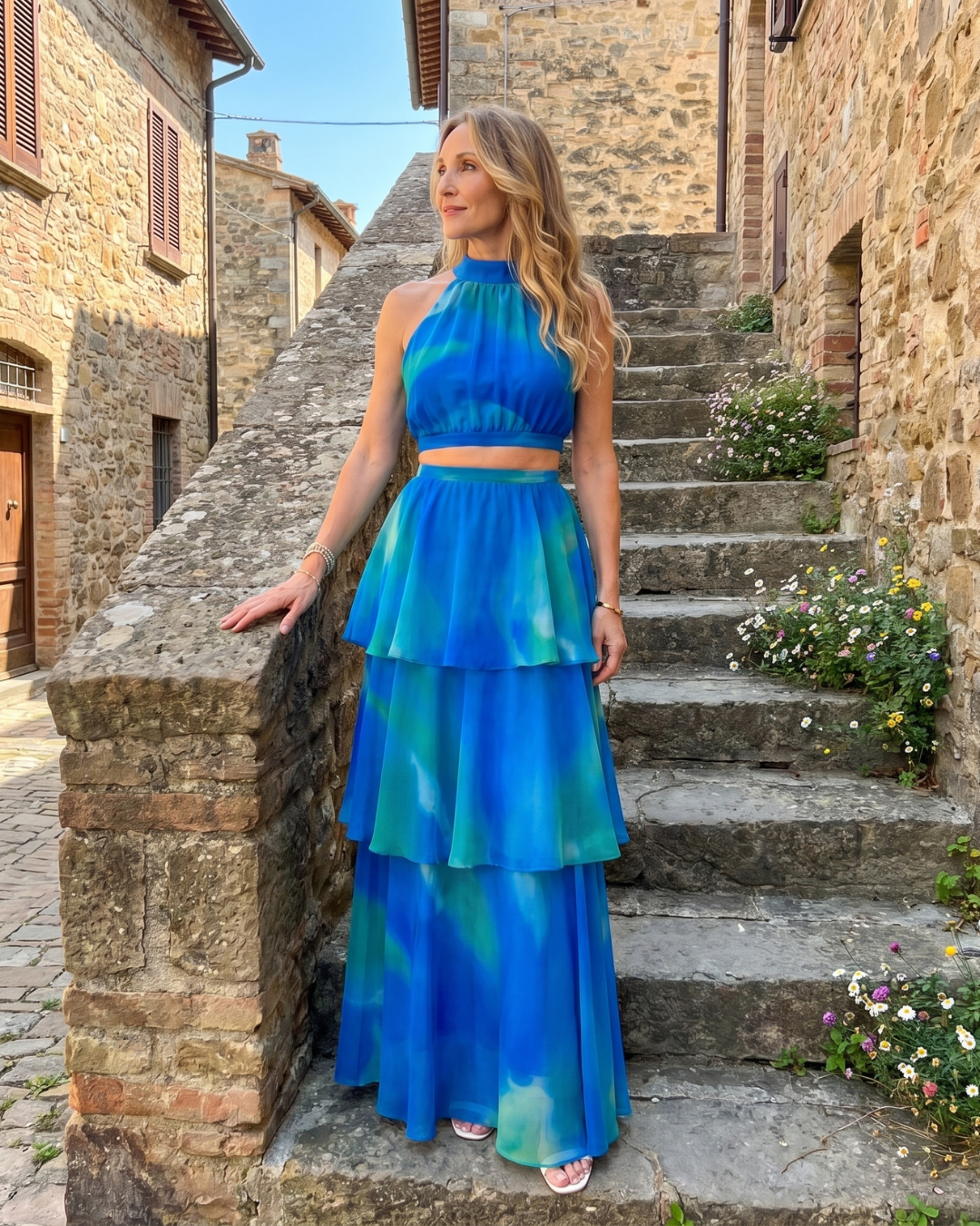 Mique | Robe maxi à découpes florales naturelles en halter