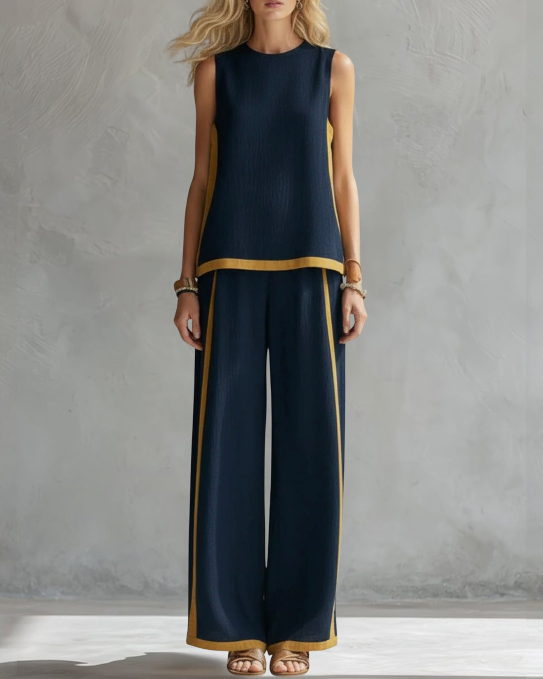 Ensemble de Deux Pièces Aurora en Lin Bleu