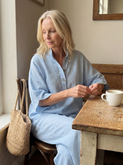 Amity | Ensemble Tunique Pantalon à Boutons Relaxé