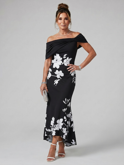 Cosma | Robe Midi à Encolure Drapée Décollétée