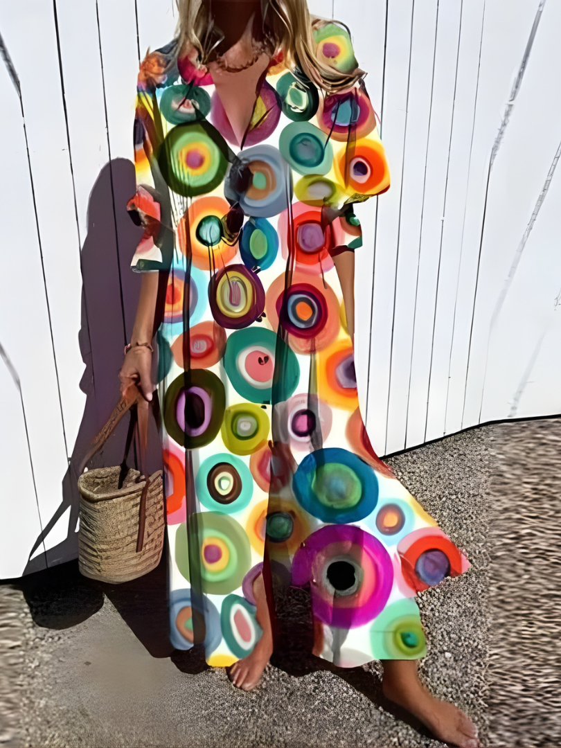 Faryvella™ | Robe longue décontractée à motif artistique