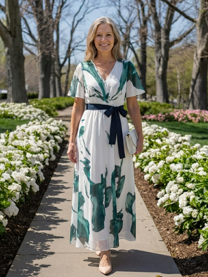 Madison | Robe Maxi à Manches Volantes et Ceinture